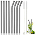 Axyaa Glass Straws - Set of 10 Eco-Friendly Reusable Cocktail Smoothie Bar Accessories