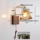 Axyaa Walnut Wood LED Wall Sconce Pull Chain Rotate Vanity Light