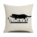 Axyaa Funny Cats Linen Pillow Cover 45x45cm - Farmhouse Decor & Office Throw Pillowcase