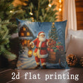 Axyaa Santa Claus Christmas Scene Pillow Cover for Sofa Bedroom Car