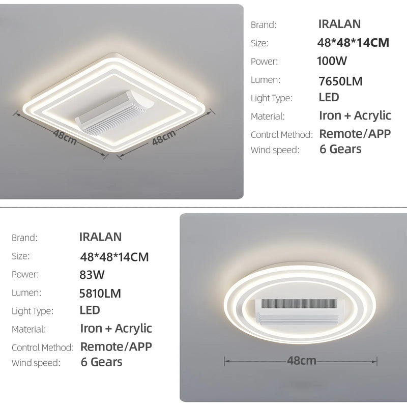 Axyaa Bladeless Ceiling Fan with Light: White Energy-saving, Smart Ventilation for Bedrooms & Living Rooms