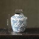 Axyaa Blue White Ceramic Vase Flower Arrangement Desktop Decorative Hydroponic Dried Flower Glass Vase