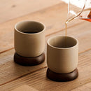 Axyaa Acacia Wood Bottom Clay Espresso Mug for Hotel, Restaurant, Home- Unique Drinkware