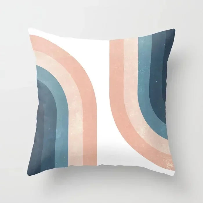 Nordic Pink Yellow Geometry Cushion Cover Abstract Art Pillowcase - Axyaa