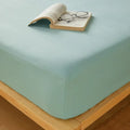 Axyaa Cotton Fitted Sheet with Elastic Bands for Double King Queen Bed, Non-Slip Solid Color