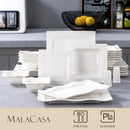 Axyaa 28-Piece White Porcelain Dinnerware Set Square Plates Bowls Salt Pepper Pot