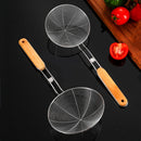 Axyaa Stainless Steel Colander Strainer with Wooden Handle Skimmer Kitchen Utensil
