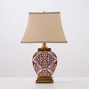 Axyaa Red Ceramic Table Lamp: Retro Style for Living Room, Bedroom, or Wedding Dowry