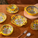 Axyaa Bohemian Enchanting Yellow Flower Ceramic Tableware Set