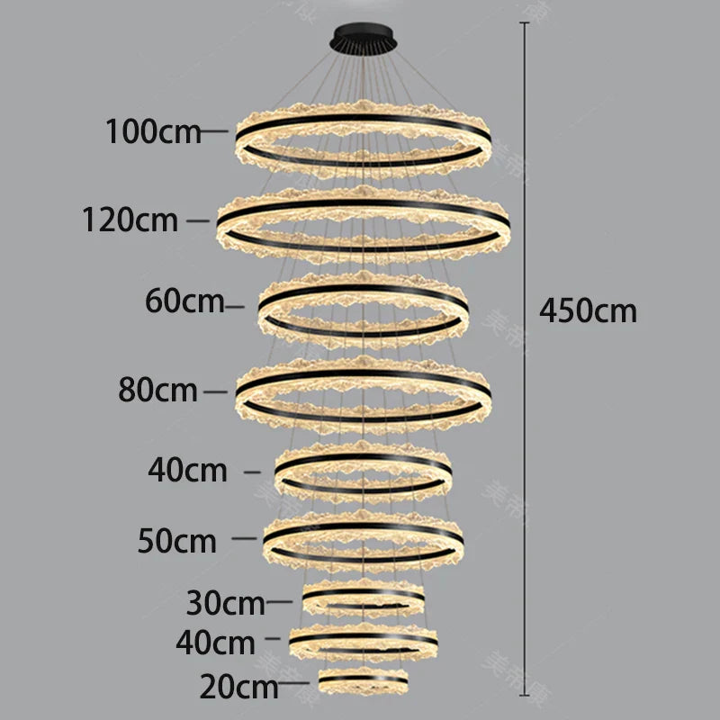 Axyaa Staircase Chandeliers: Modern LED Pendant Lamps for Living Room Lighting