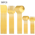 Axyaa 30-Piece Matte Stainless Steel Gold Dinnerware Set