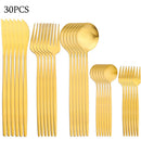 Axyaa 30-Piece Matte Stainless Steel Gold Dinnerware Set