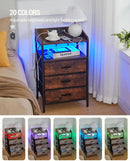 Axyaa LED Nightstand with Charging Station - Modern Storage Solution for Bedrooms