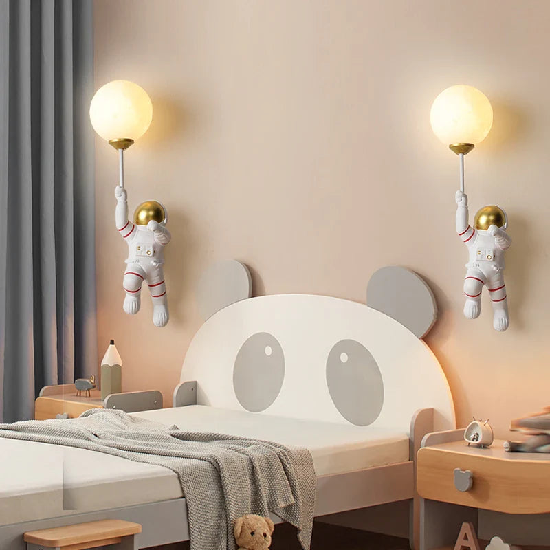 Axyaa Astronaut Wall Light for Boys Room: Resin, G9 Bulb, Bedside Night Lamp