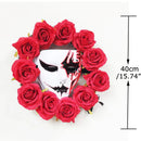 Axyaa Light-Up Phantom of the Opera Halloween Wreath for Scary Front Door Decor