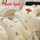 Korean Princess Style Lace Ruffles Wedding Bedding Set by Axyaa