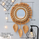 Axyaa Hand Woven Round Wall Mirror for Home Decor