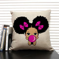 Axyaa Cute Cartoon Girl Pillow Case Africa Baby Cushion Cover Home Decor Linen Pillowcase