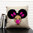 Axyaa Cute Cartoon Girl Pillow Case Africa Baby Cushion Cover Home Decor Linen Pillowcase