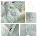 Axyaa Korean Princess Seersucker Bedding Queen Size Double Sheets Sets