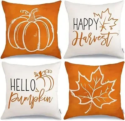 Axyaa Buffalo Check Print Linen Pillow Cover 45x45 for Fall Thanksgiving Decor