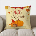 Axyaa Autumn Leaves & Pumpkin Pillow Cover - Sofa Bedroom Car Cushion Cover