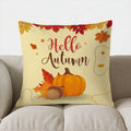 Autumn Leaves & Pumpkin Pillow Cover by Axyaa - Sofa, Bedroom, Car Cushion Cover