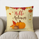 Autumn Leaves & Pumpkin Pillow Cover by Axyaa - Sofa, Bedroom, Car Cushion Cover