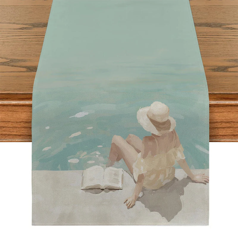Axyaa Farmhouse Sun Hat Table Runner for Kitchen & Dining Decor