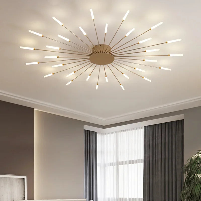 Nordic Gold Chandelier LED Ceiling Lights by Axyaa: Elegant Home Lighting for Various Spaces