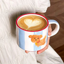 Axyaa Cartoon Dog Ceramic Mug Animal Shape Kids Breakfast Coffee Cup Birthday Gift
