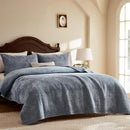 Axyaa Blue Striped Pick Stitch King Size Quilt Set: Soft Lightweight Bedspread