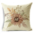 Axyaa Fall Pumpkin Sunflowers Linen Throw Pillowcase - Office, Bedroom Decor