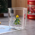 Axyaa 3D Christmas Theme Glass Mug Cup - 300ml - Creative Gift for Girls, Kids, Lovers
