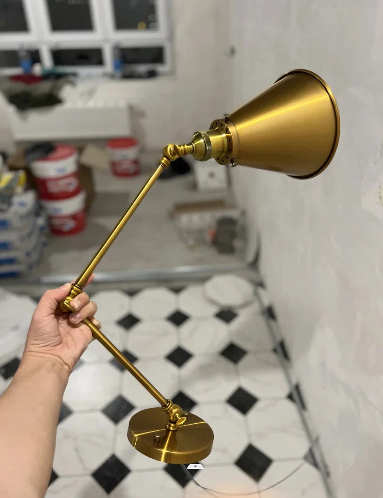 Axyaa Retro Adjustable Iron Wall Lamp Sconce, Industrial Black Brass Indoor Light.