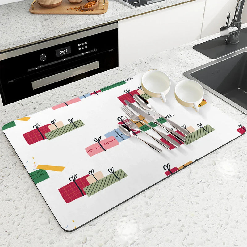 Axyaa Coffee Dish Mat: Absorbent, Anti-slip, Quick Dry Draining Pad