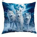 Axyaa Wolves In Moonlit Forest & Snow Pillow Covers - Sofa Bedroom Car Decor