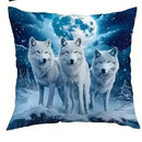 Axyaa Wolves In Moonlit Forest & Snow Pillow Covers - Sofa Bedroom Car Decor