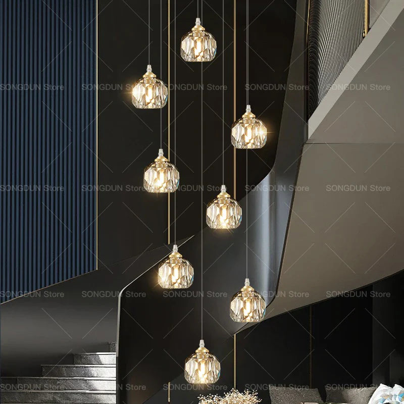 Axyaa Crystal Spiral Chandelier for Modern Luxury Living