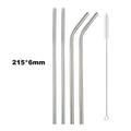 Axyaa Stainless Steel Drinking Straws Set with Cleaning Brush