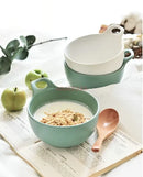 Axyaa Ceramic Breakfast Cereal Bowl with Handle - Small Dessert Yogurt Oat Bowl