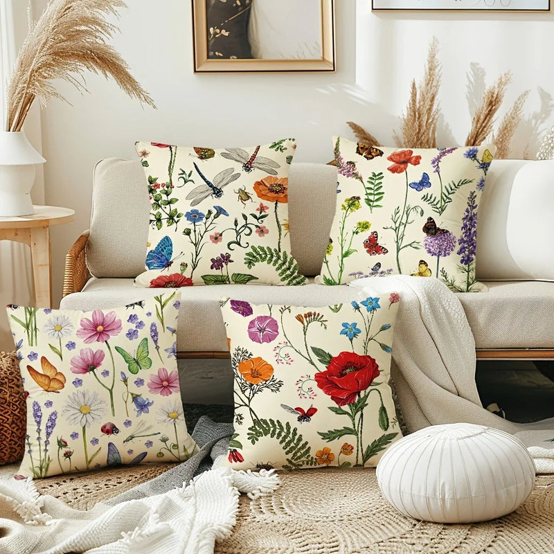 Axyaa Retro Insect Pattern Pillowcase for Home Decoration.
