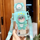 Axyaa Kids Dinosaur Water Bottle - Leakproof Straw Cup for Boys & Girls