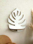Axyaa White Leaf Wall Shelf: Stylish Home Decor & Plant Display Stand