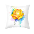 Axyaa Pink Blue Abstract Plants Floral Pillows Case - Modern Art Decor Sofa Couch