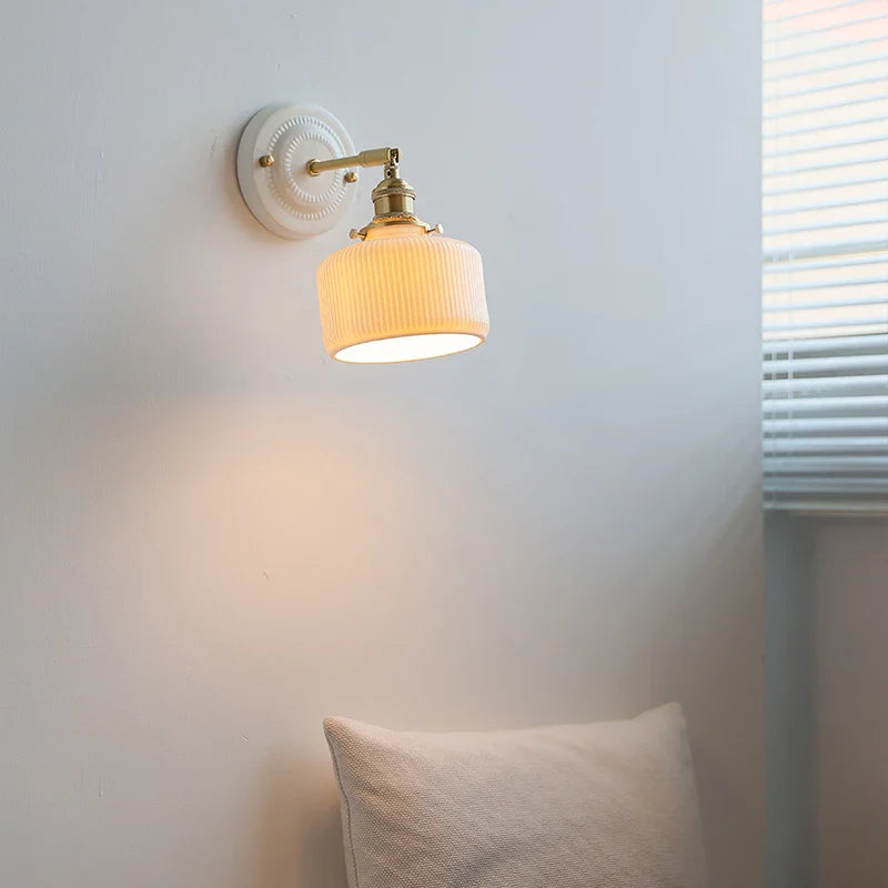 Axyaa Ceramic LED Wall Lamp for Bedroom & Bathroom with Pull Switch
