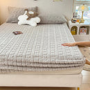 Axyaa Jacquard Winter Fleece Mattress Cover, Elastic Band, Thick & Warm Bed Sheet