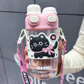 Axyaa Kids Cat Bear Straw Water Bottle - BPA Free, Aesthetic Tritan Tumbler