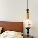 Axyaa LED Hanging Lamp: Japanese Style Yellow Travertine Pendant Lights for Home Decor