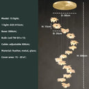 Axyaa Ostrich Feather LED Stair Chandelier Glass Hanging Lamps for Villa Hotel Lighting
